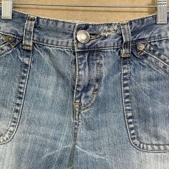 Mossimo Shorts Juniors 11 Denim Blue Distressed Cutoff - Picture 2 of 12